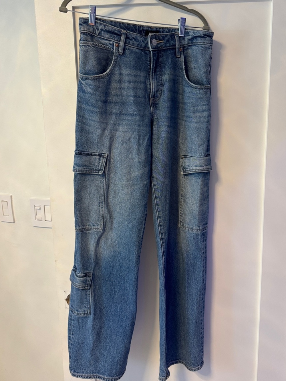 Express High-Rise Blue Cargo Jeans